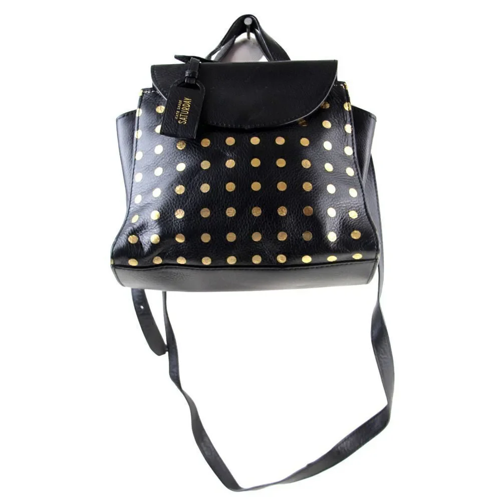 kate spade Saturday BLACK LEATHER POLKA DOT SHOULDER BAG XBODY SATCHEL PURSE